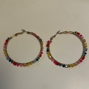 Francesca's Collections Red and Pink Hoop Earrings